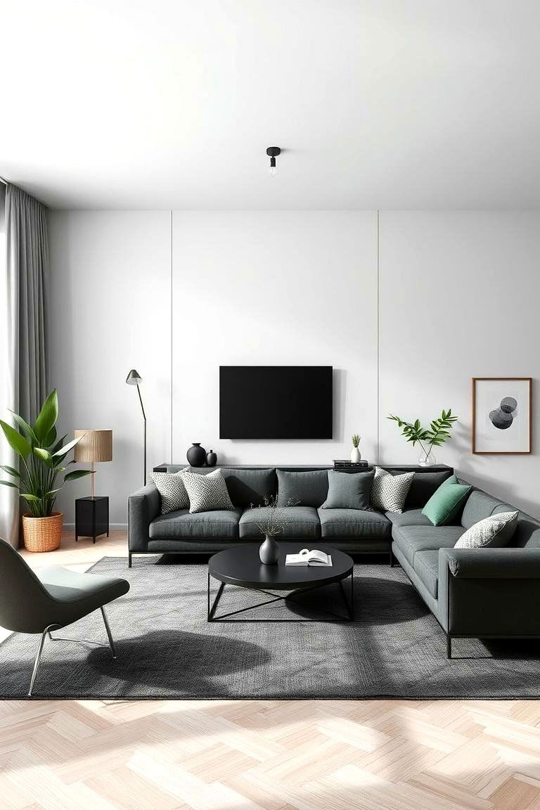 Minimalist Dark Green Layout - 24 Dark Green Living Room Ideas