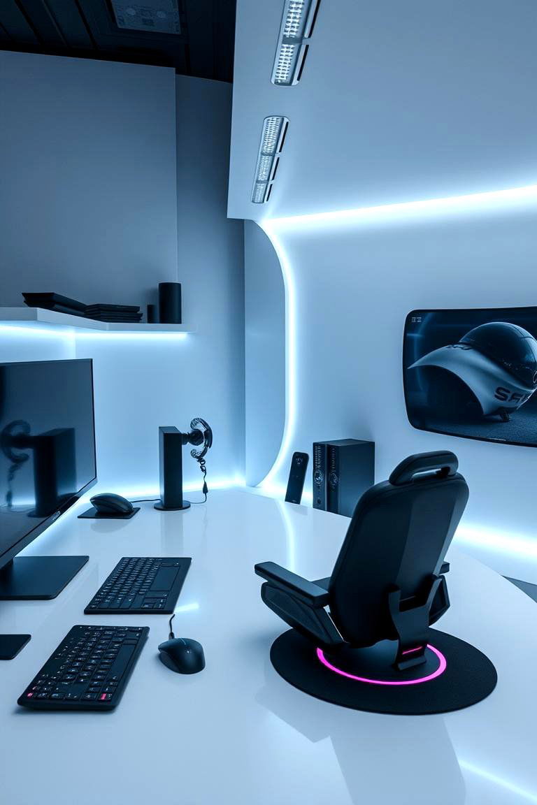 Minimalist Dark Tech - 24 dark home office design ideas