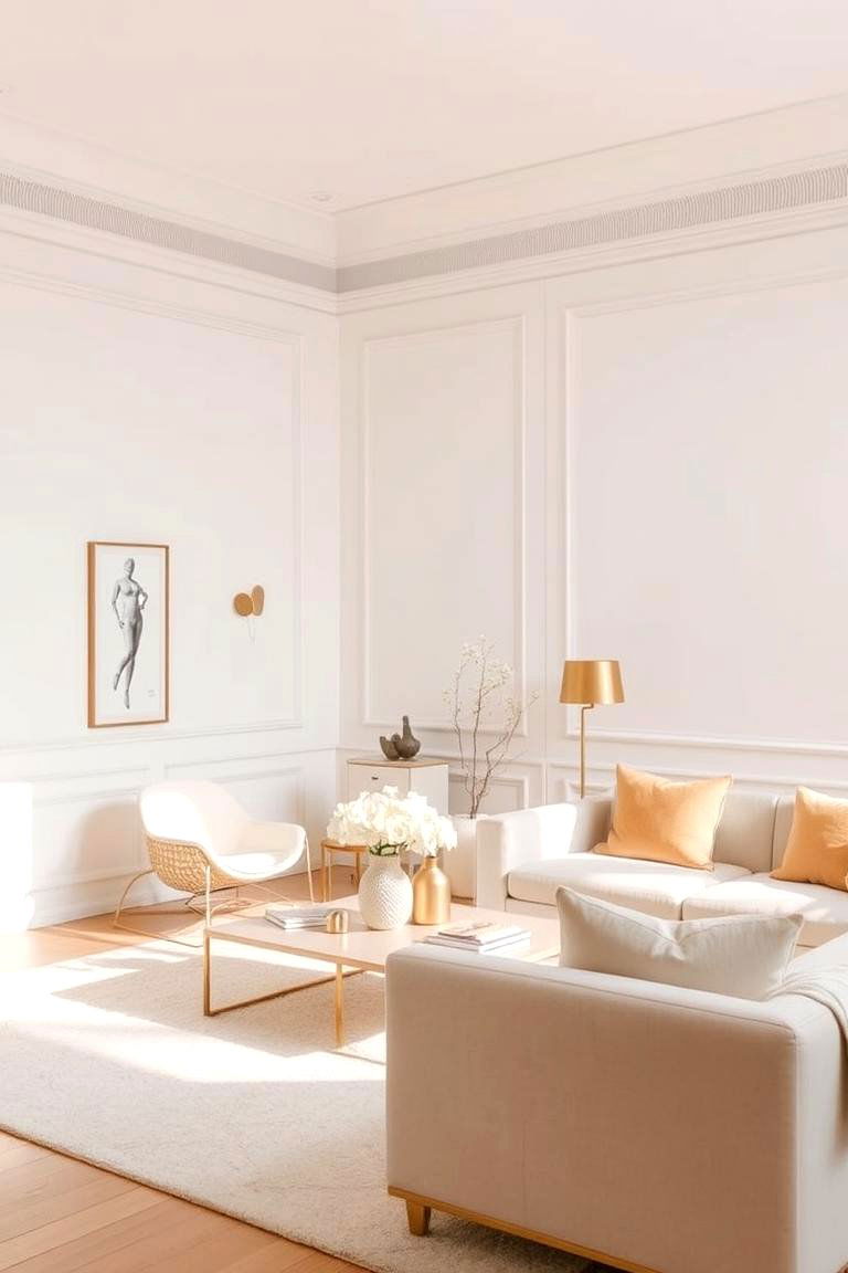 Minimalist Design with Cream and Gold - 24 Cream and Gold Living Room Ideas
