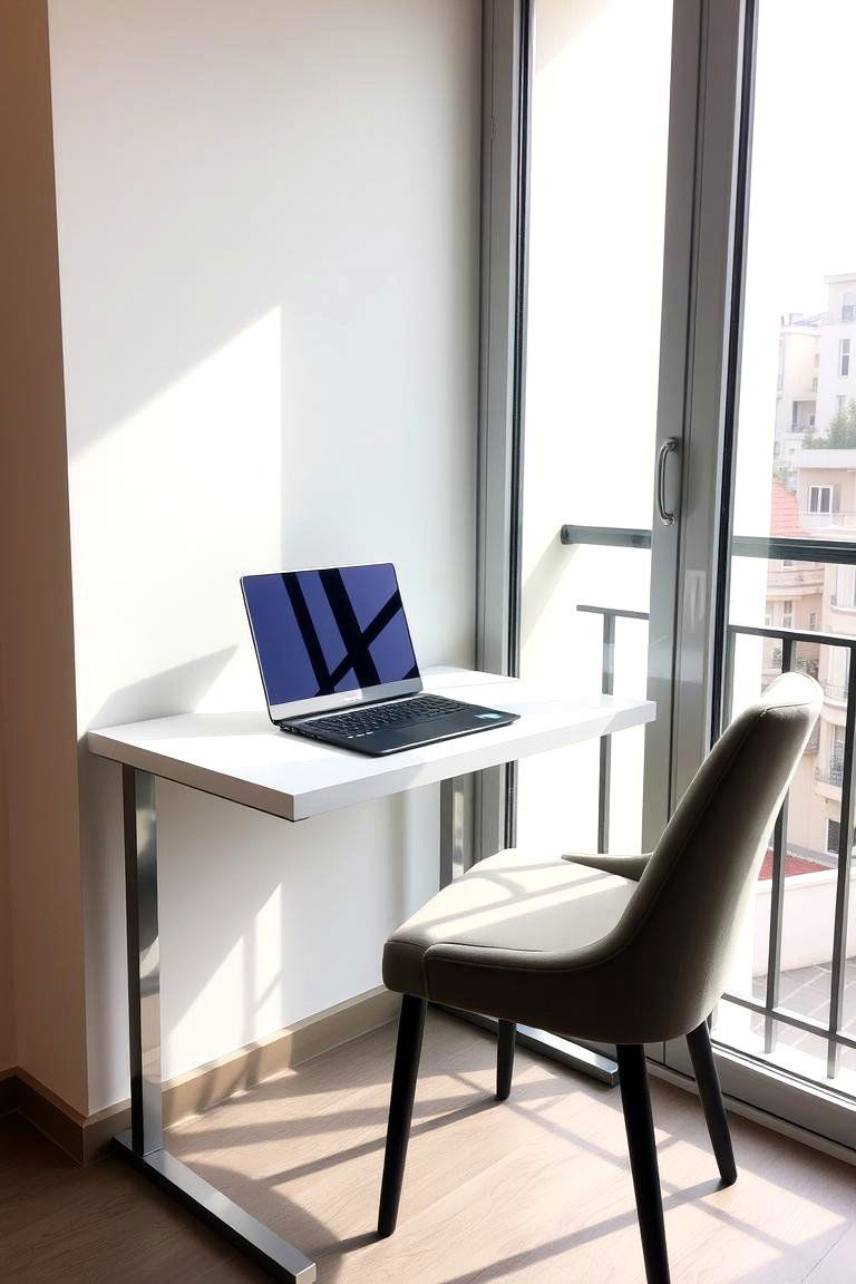 Minimalist Desk with Natural Light - 24 Balcony Office Ideas