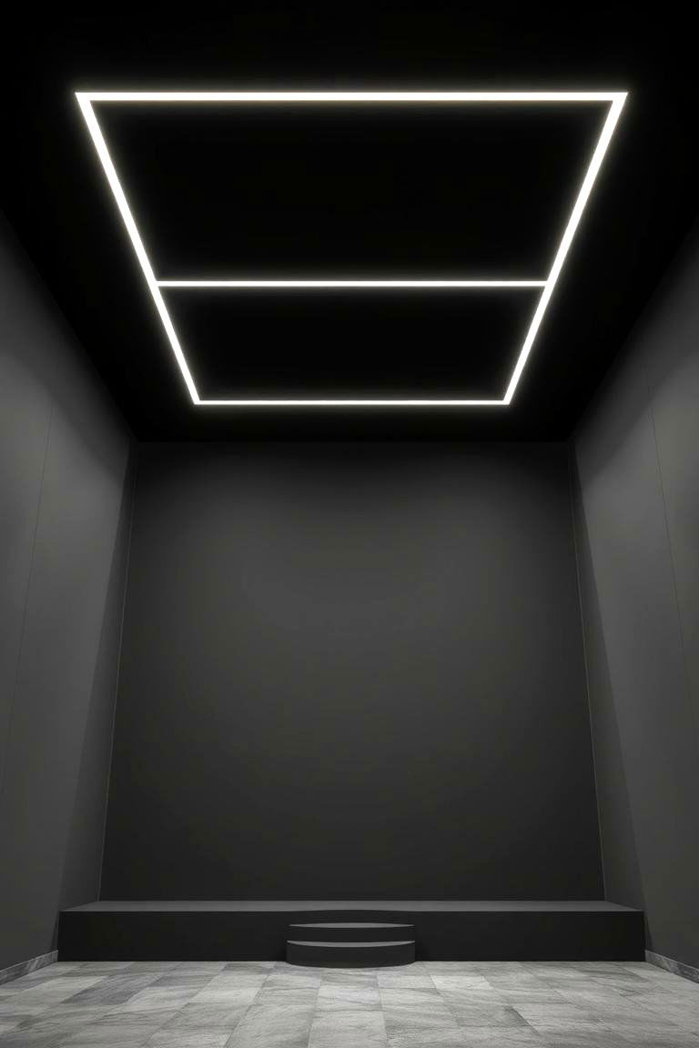 Minimalist Drama Unleashed - 24 Black Ceiling With Grey Walls
