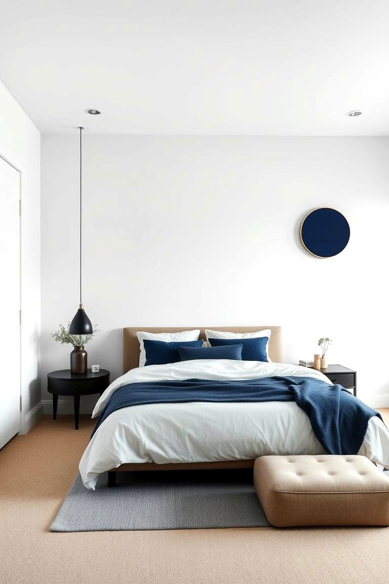 Minimalist Elegance in Dark Blue - 24 Dark Blue Bedroom Ideas