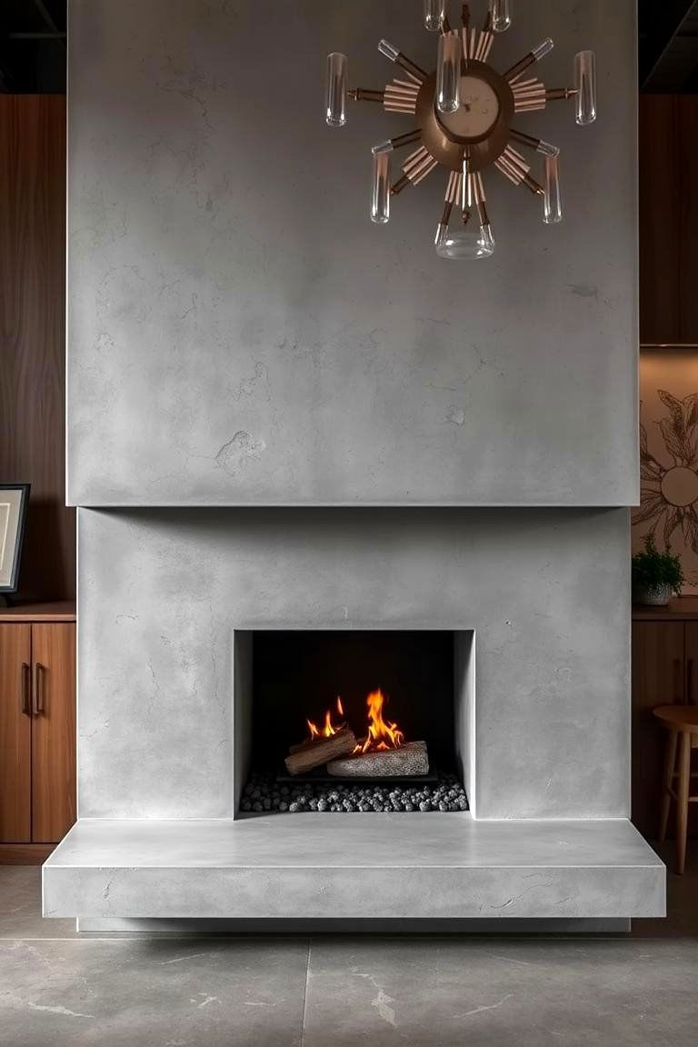 Minimalist Embedded Concrete Fireplace - 24 Fireplace Built-in Ideas