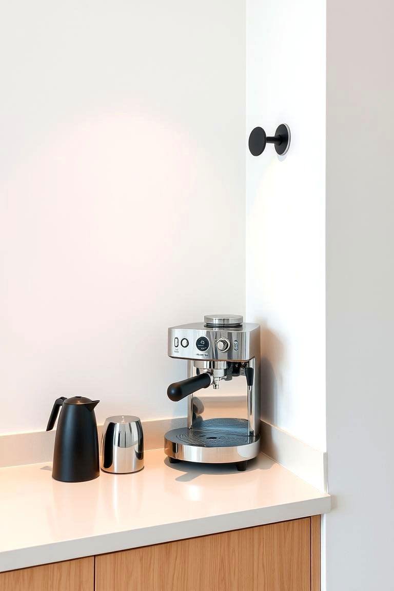 Minimalist Espresso Corner - 24 Office Coffee Station Ideas