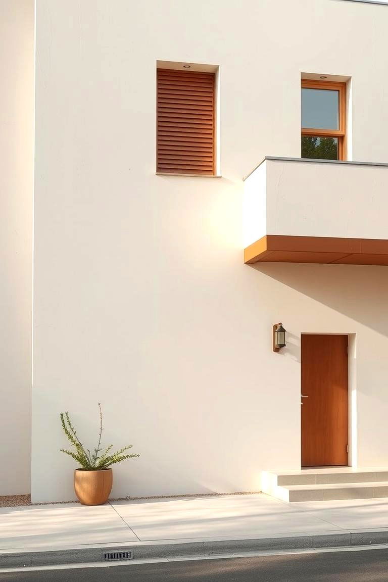 Minimalist Exterior with Cream and Brown Tones - 24 Cream and Brown House Exterior Ideas