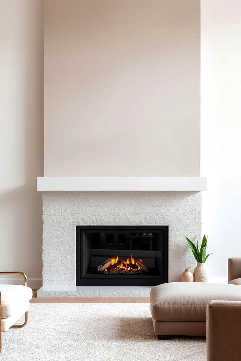 Minimalist Faux Stone Fireplace - 24 Faux Stone Fireplace Ideas