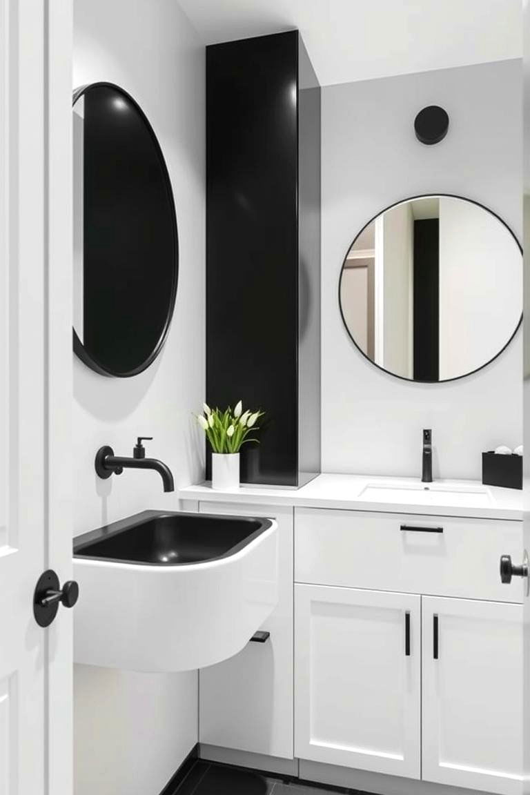 Minimalist Fixtures - 24 Black and White Powder Room Ideas
