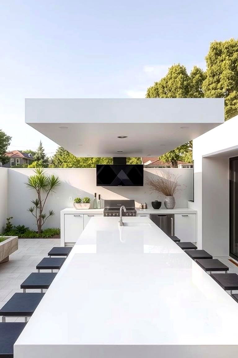 Minimalist Flat Roof - 24 Outdoor Kitchen Roof Ideas
