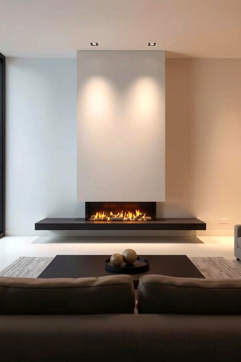Minimalist Floating Fireplace Design - 24 Corner Fireplace Ideas