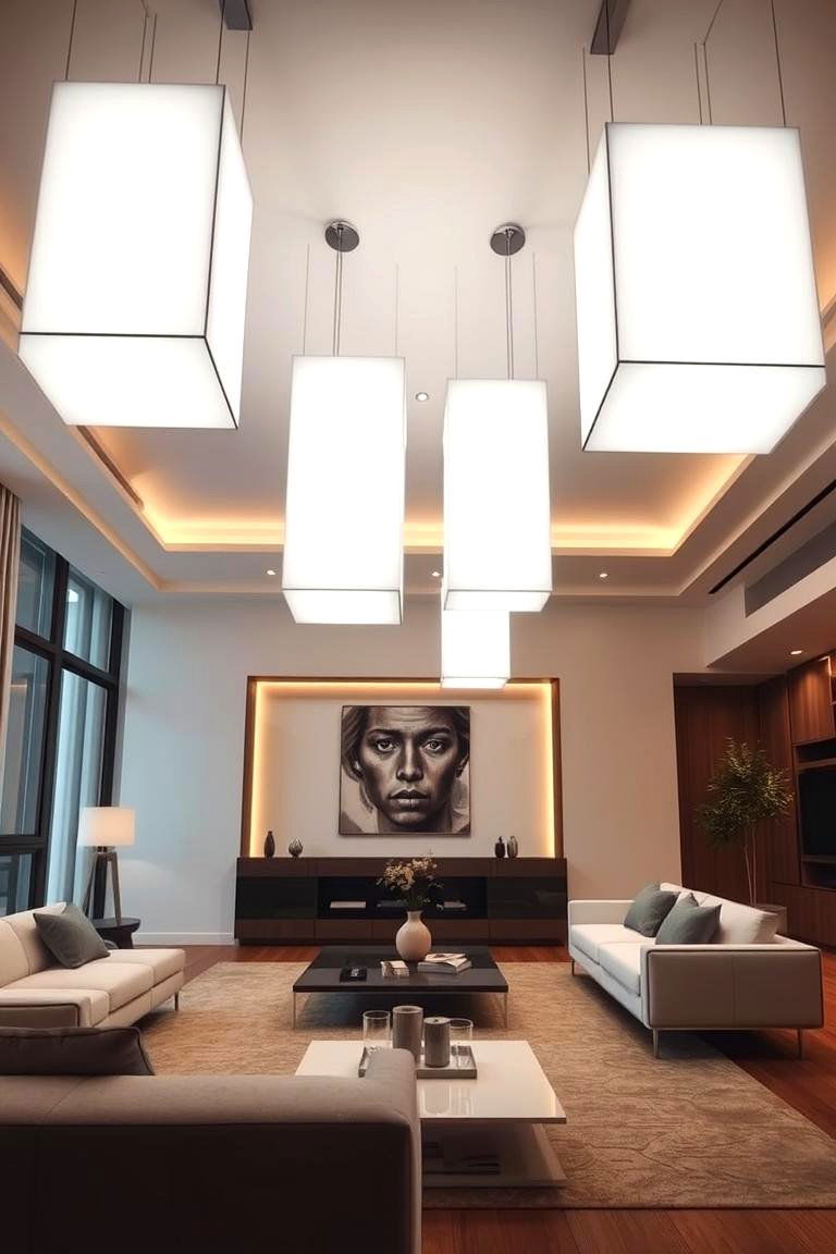 Minimalist Floating Light Panels - 24 Living Room Ceiling Lighting Ideas