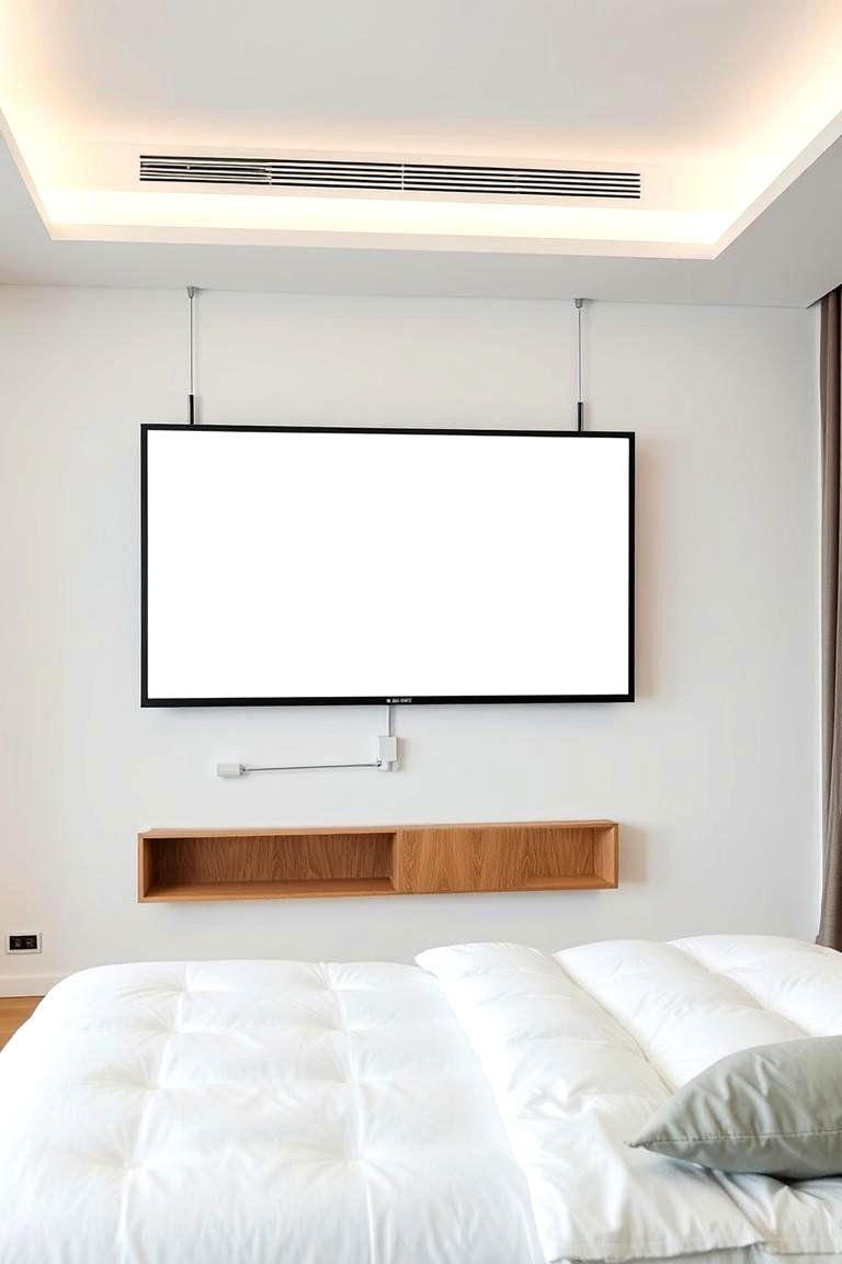 Minimalist Floating Screen - 24 Bedroom Tv Ideas