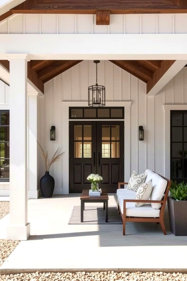 Minimalist Front Porch with Clean Lines - 24 Barndominium Front Porch Ideas