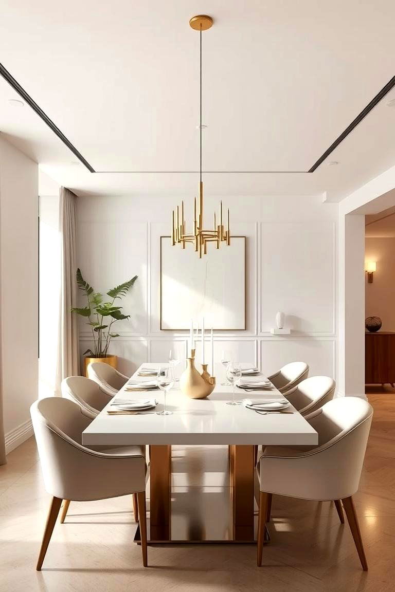 Minimalist Glam with Neutral Tones - 24 Glam Dining Room Ideas