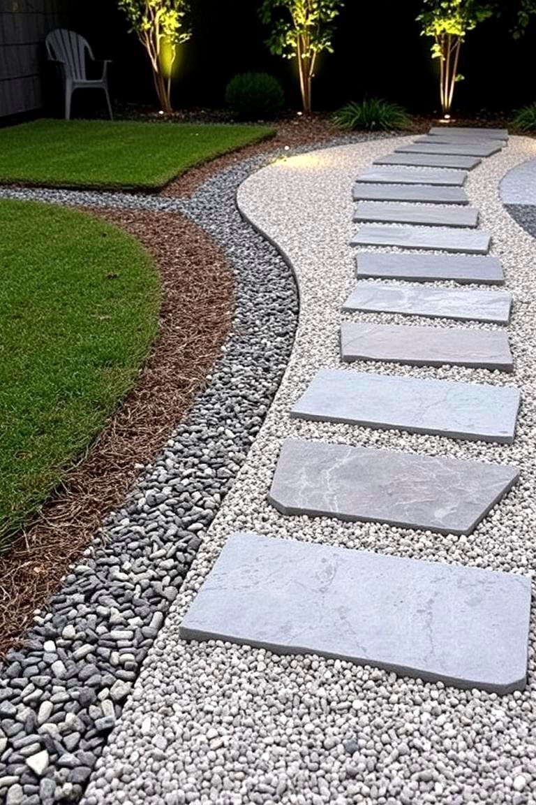 Minimalist Gravel Divider - 24 Garden Divider Ideas