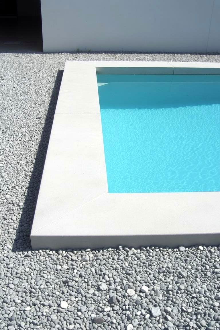 Minimalist Gravel and Concrete Design - 24 Above Ground Pool Landscaping Ideas