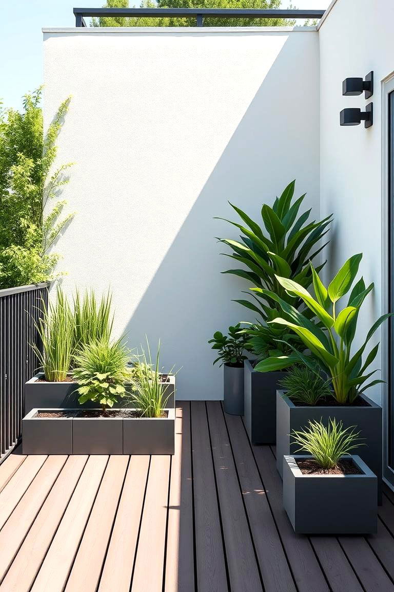 Minimalist Green Accent - 24 Deck Decorating Ideas With Plant