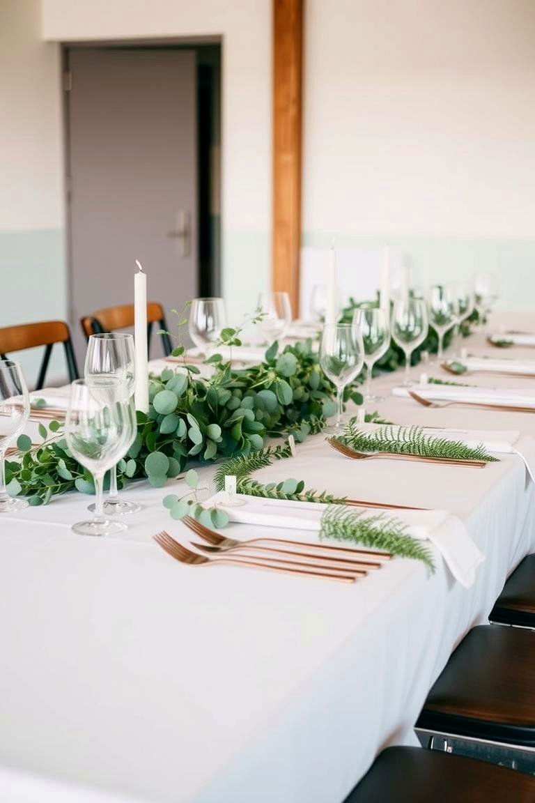 Minimalist Greenery - 24 Wedding Table Decoration Ideas