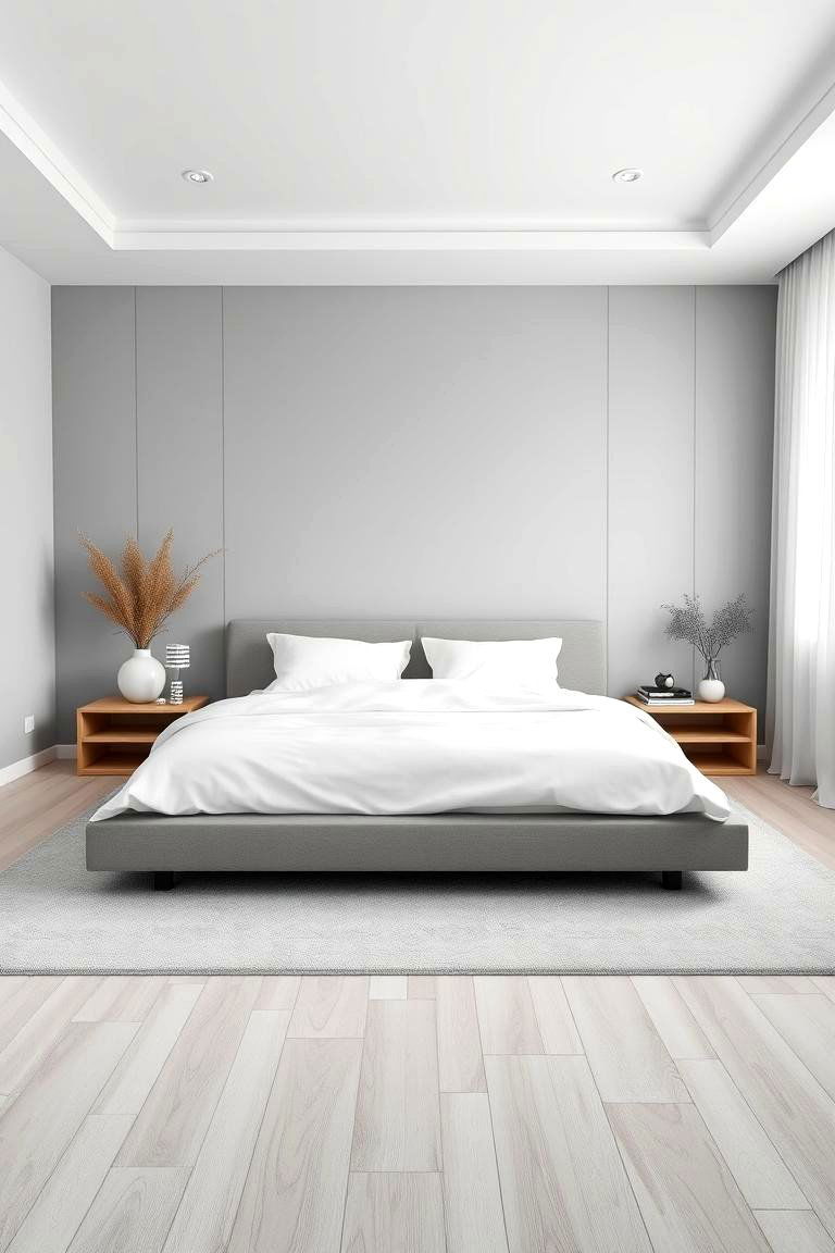 Minimalist Grey and White Bedroom - 24 Grey and White House Interior Design Ideas