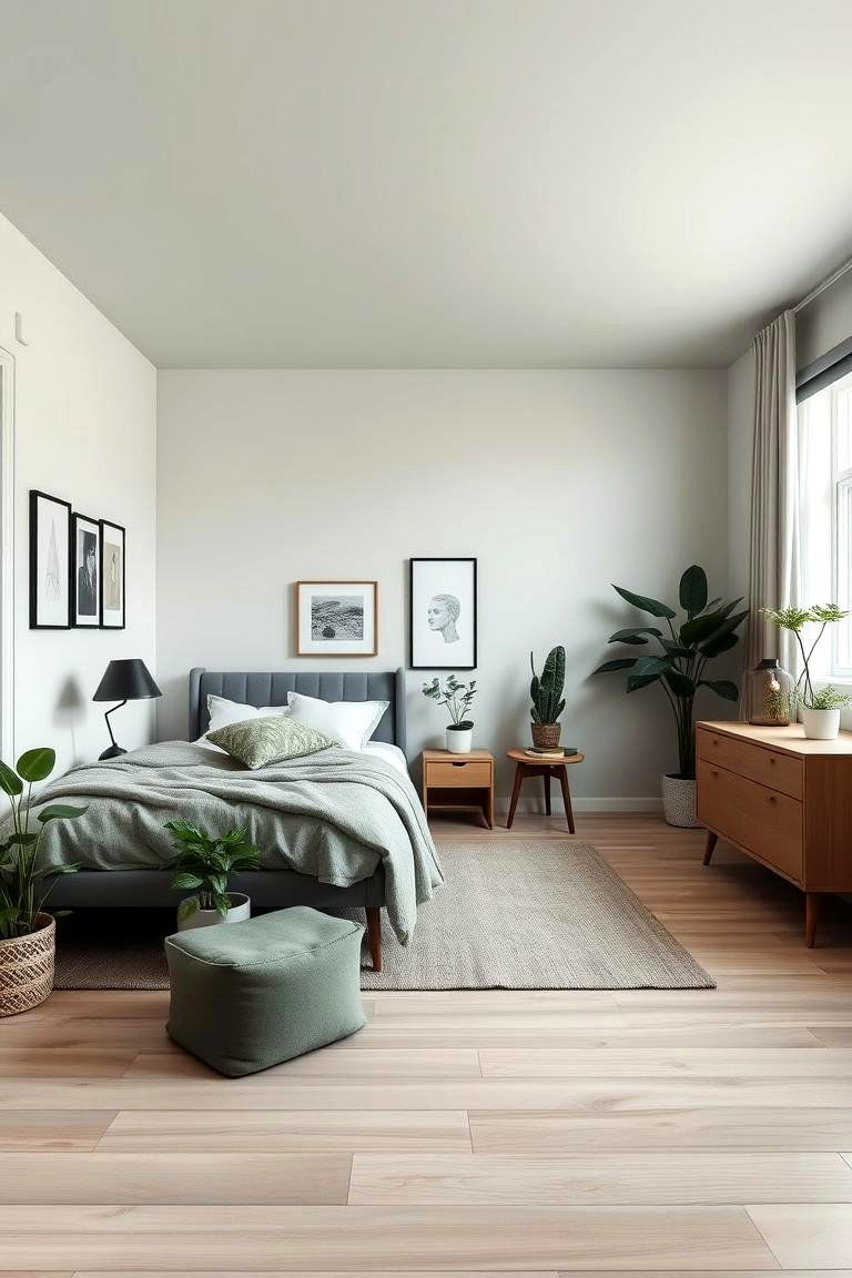 Minimalist Harmony - 24 Green and Grey Bedroom Ideas
