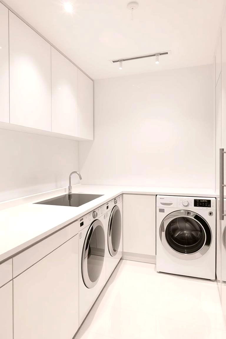 Minimalist High Gloss Countertops for a Clean Look - 24 Laundry Room Countertop Ideas