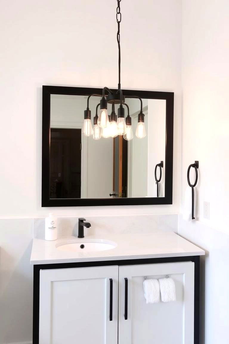 Minimalist Industrial Chandelier - 24 Bathroom Chandelier Ideas