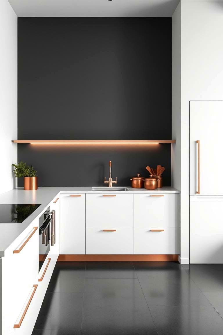 Minimalist Kitchen Decor in Black and Copper - 24 black and copper kitchen ideas