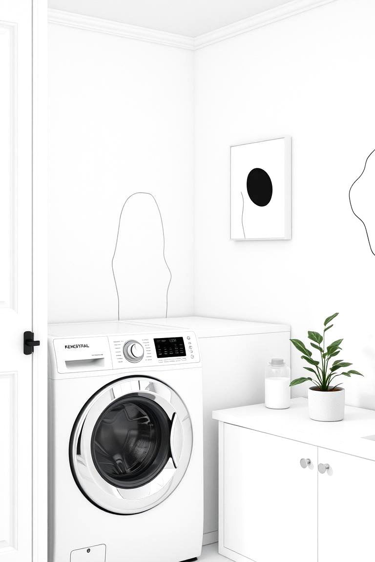Minimalist Line Art - 24 Laundry Room Wallpaper Ideas