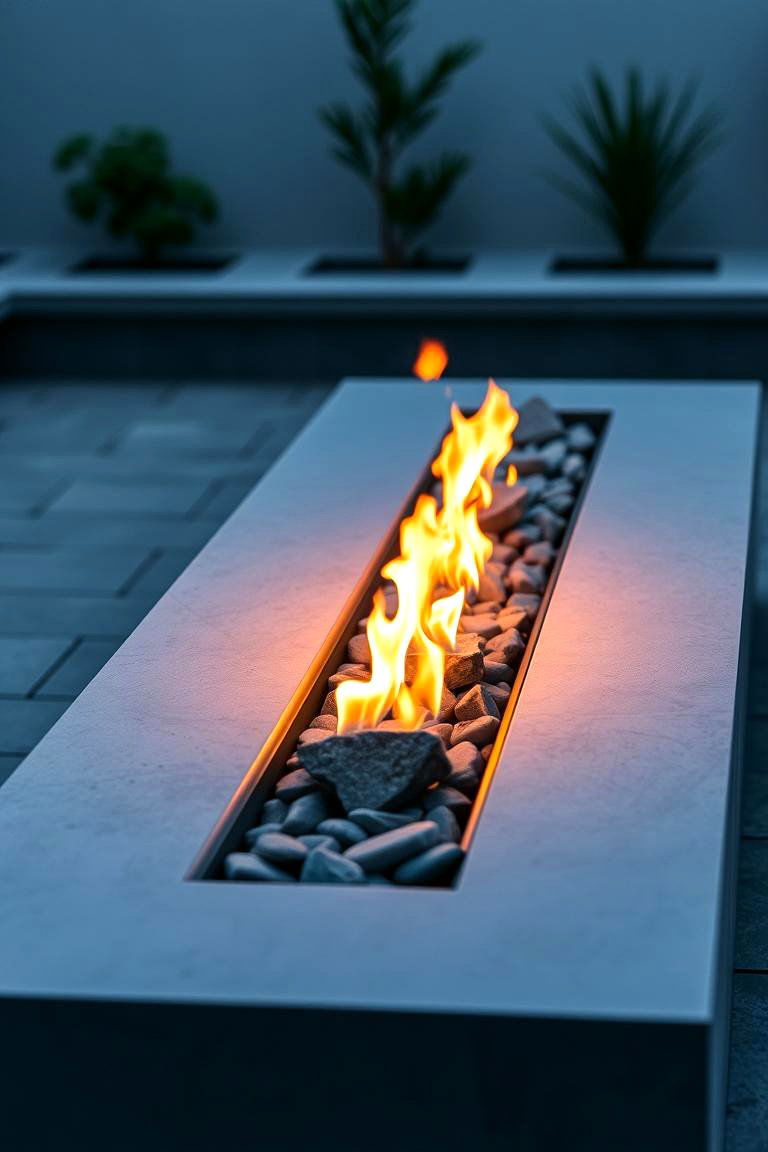 Minimalist Linear Stone Pit - 24 Rock Fire Pit Ideas