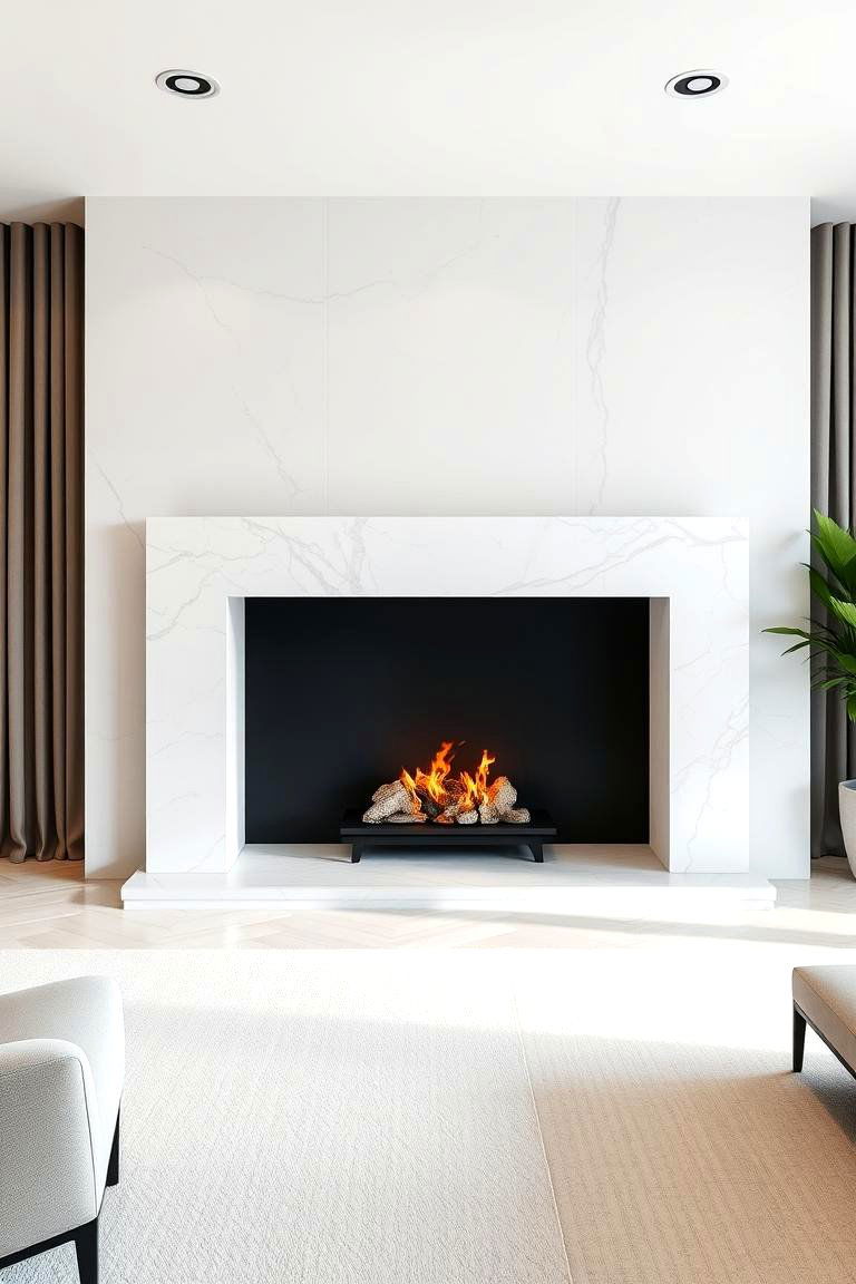 Minimalist Marble Fireplace Surround - 24 Marble Fireplace Ideas