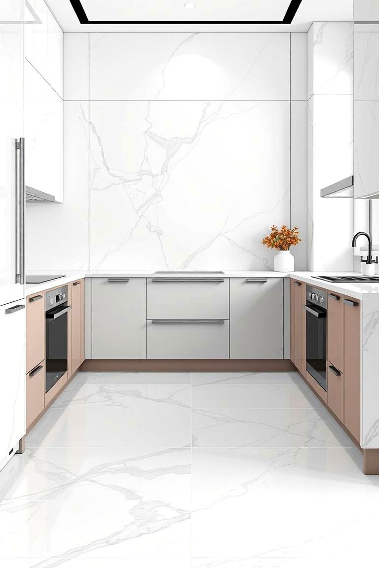 Minimalist Marble Geometry - 24 Marble Kitchen Floor Ideas