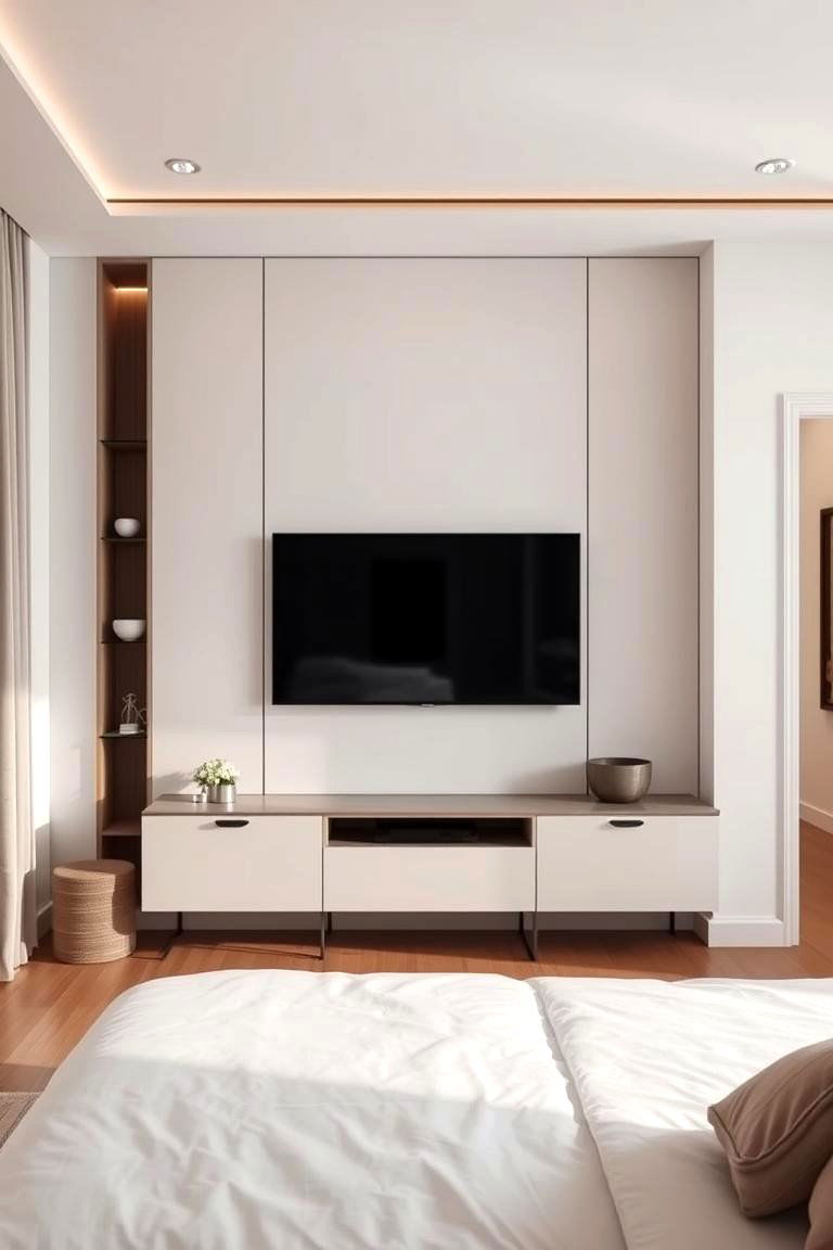 Minimalist Media Wall - 24 Bedroom Tv Ideas