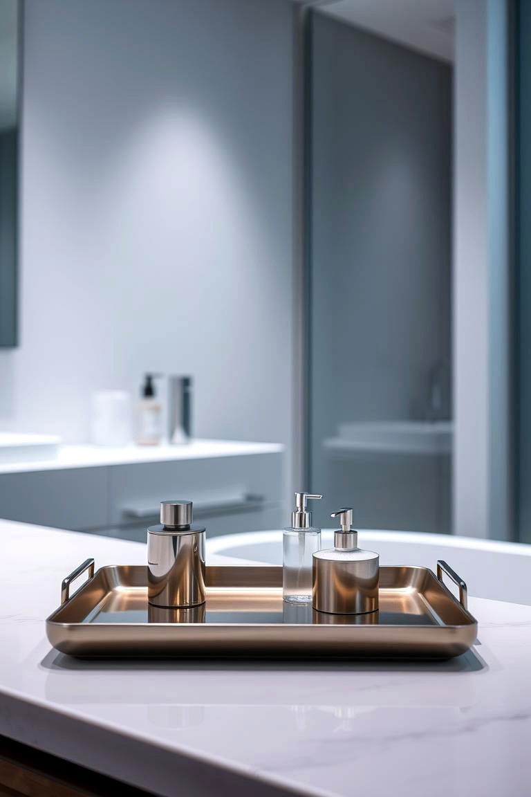 Minimalist Metal Tray - 24 Bathroom Tray Ideas