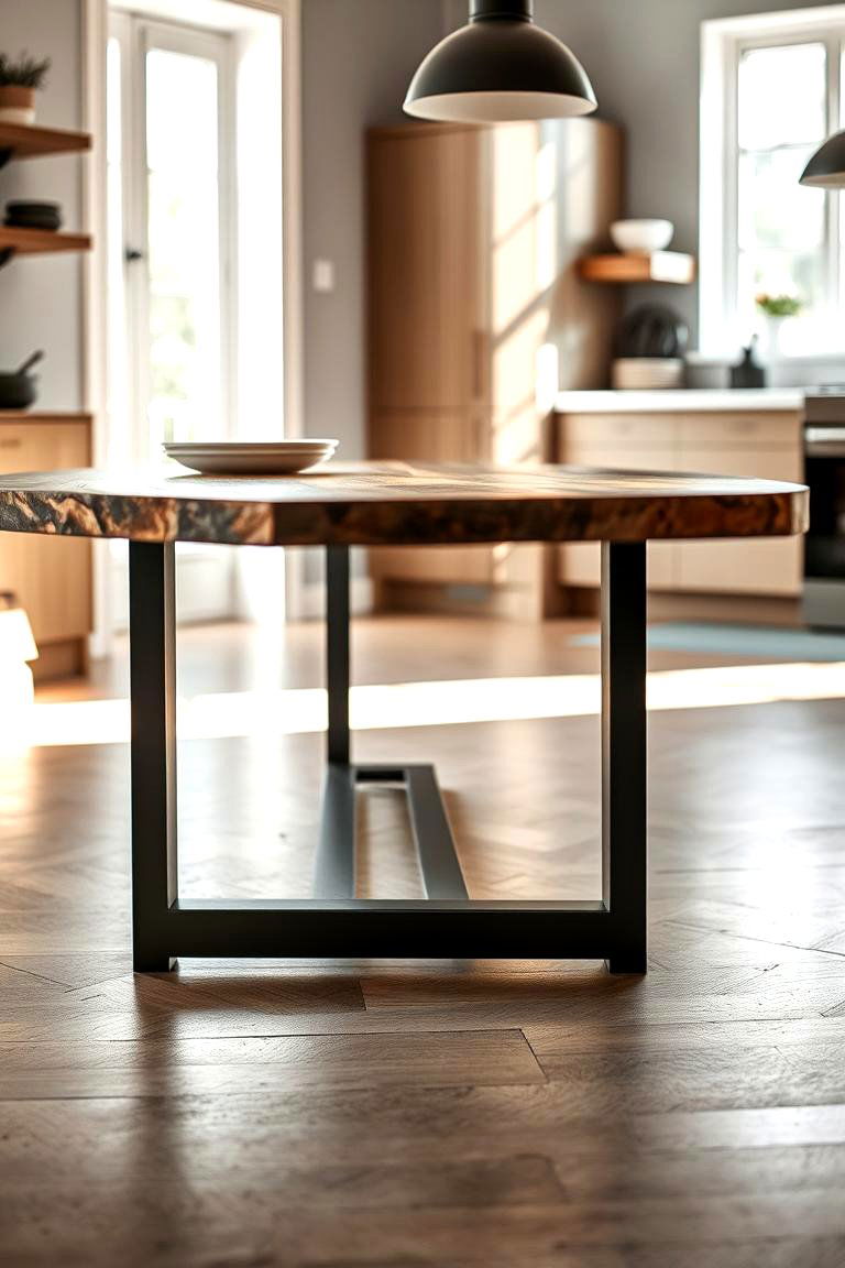Minimalist Metal and Wood Table Blend - 24 Small Kitchen Table Ideas