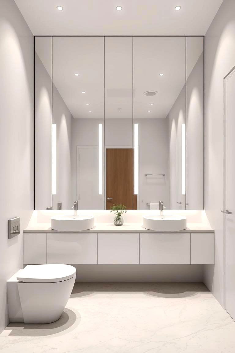 Minimalist Mirrors Appeal - 24 Hall Bathroom Ideas