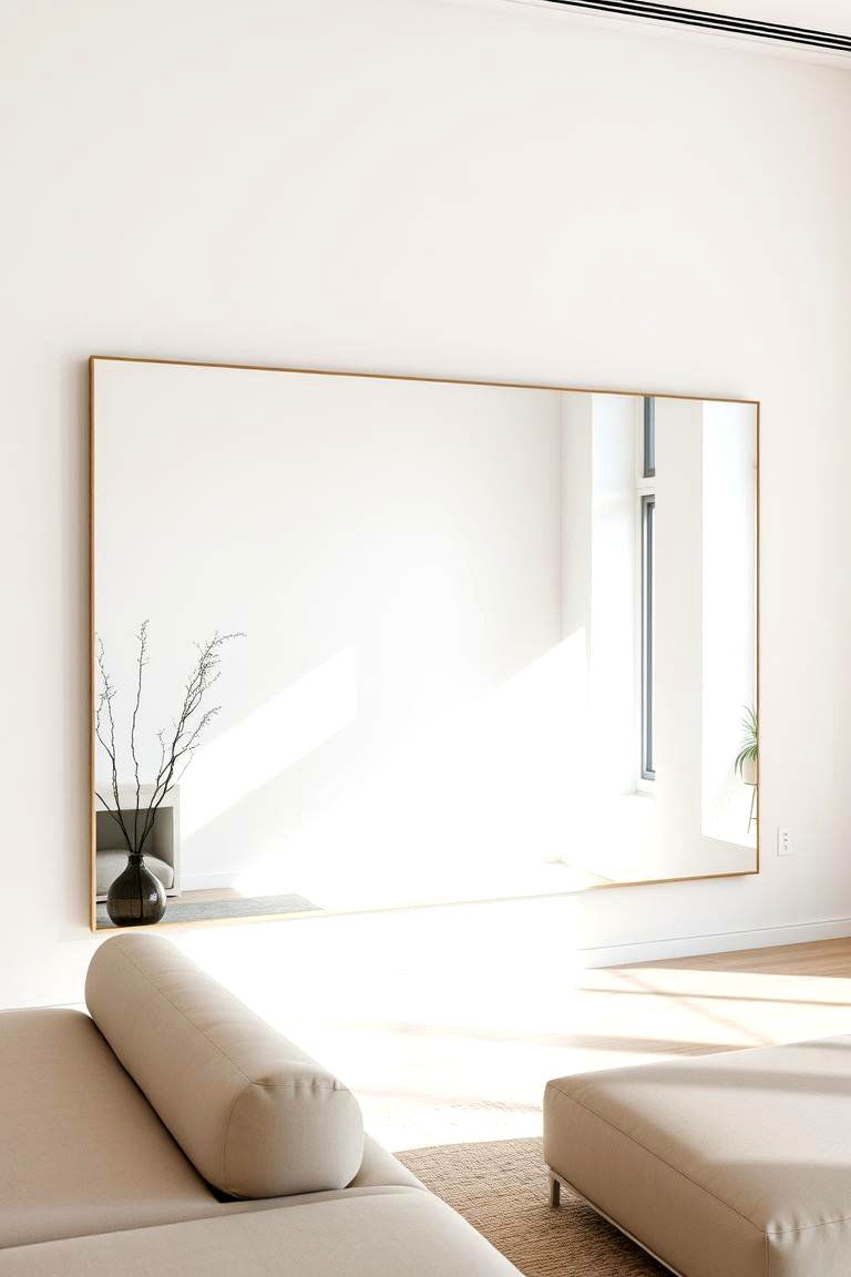 Minimalist Mirrors to Enhance Light and Space - 24 Minimalist Living Room Ideas