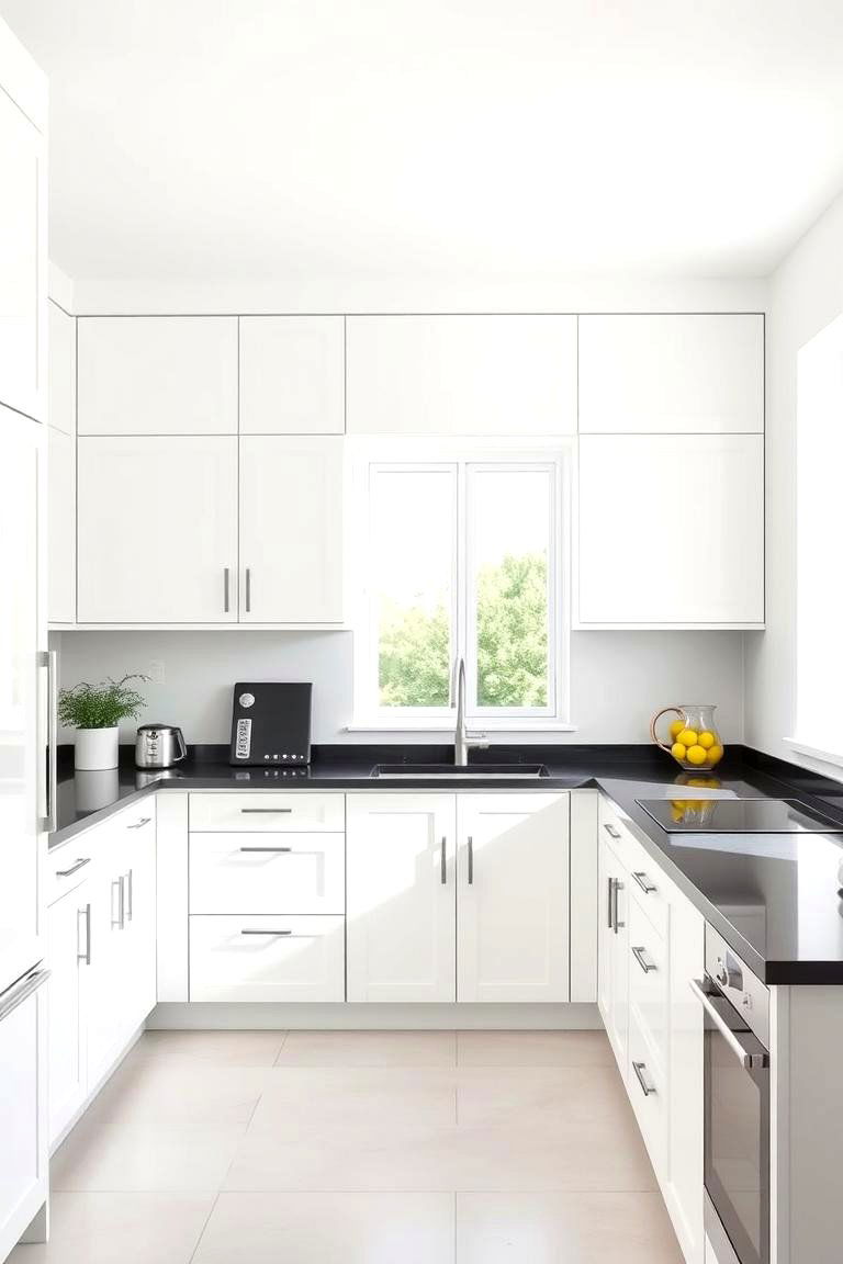 Minimalist Modern Chic - 24 Kitchen With White Cabinets and Black Countertops Ideas