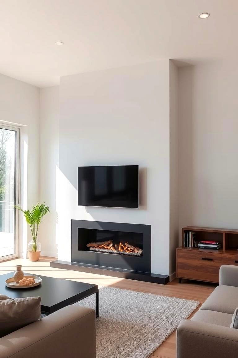 Minimalist Modern Design - 24 Linear Fireplace Ideas With Tv Above