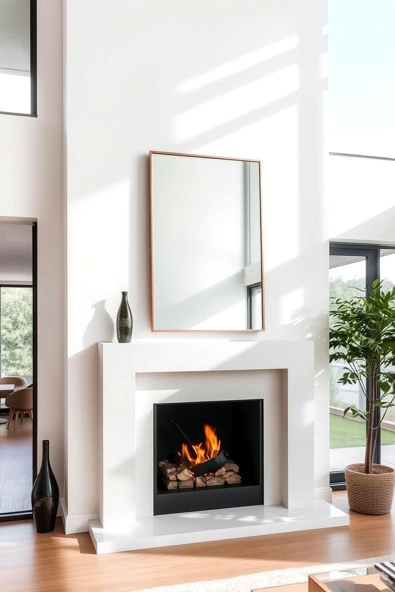 Minimalist Modern Mirror Statement - 24 Mirror Over Fireplace Ideas