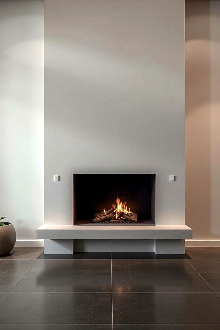 Minimalist Modern Stucco Fireplace - 24 Stucco Fireplace Ideas