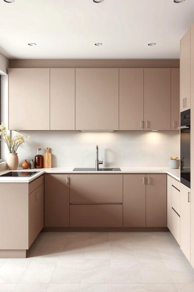 Minimalist Modern Taupe - 24 Taupe Kitchen Cabinet Ideas