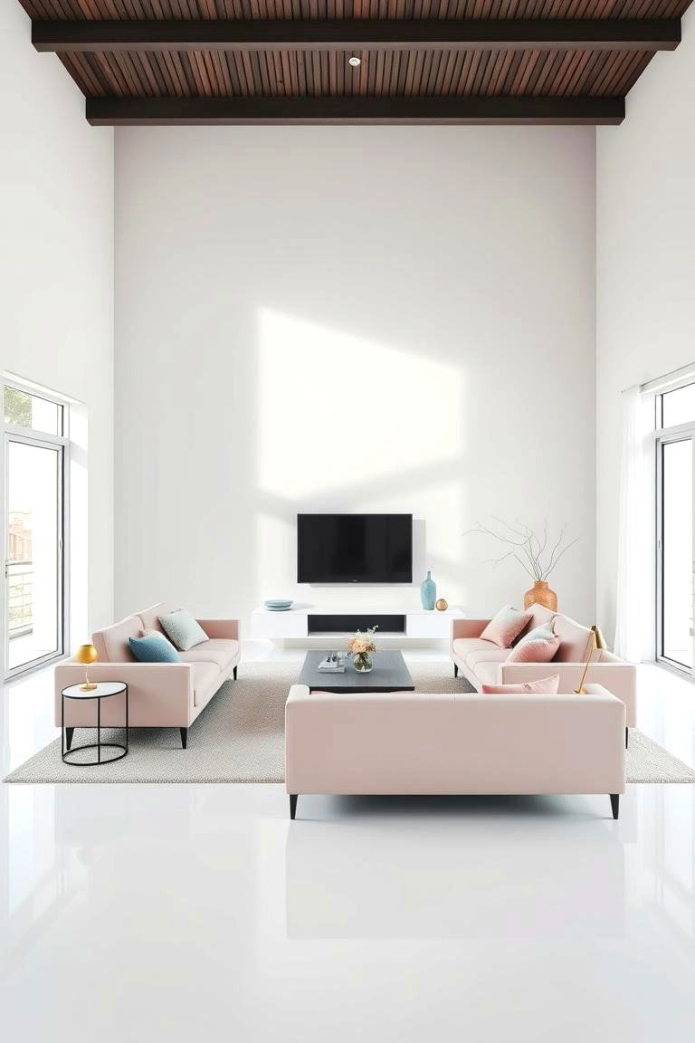 Minimalist Modern Touch - 24 Pink and Blue Living Room Ideas