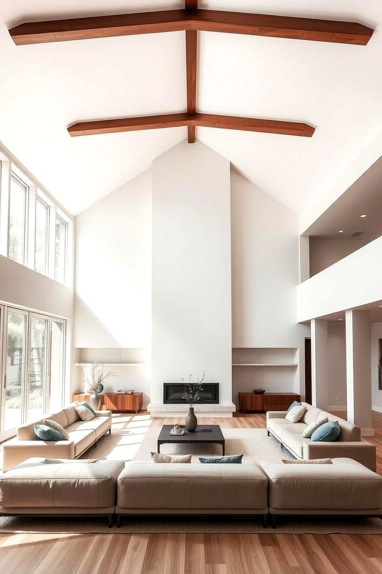 Minimalist Modern Vault - 24 Living Room Vaulted Ceiling Ideas