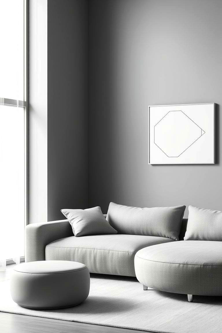 Minimalist Monochromatic Grey with Clean Lines - 24 Monochromatic Living Room Ideas