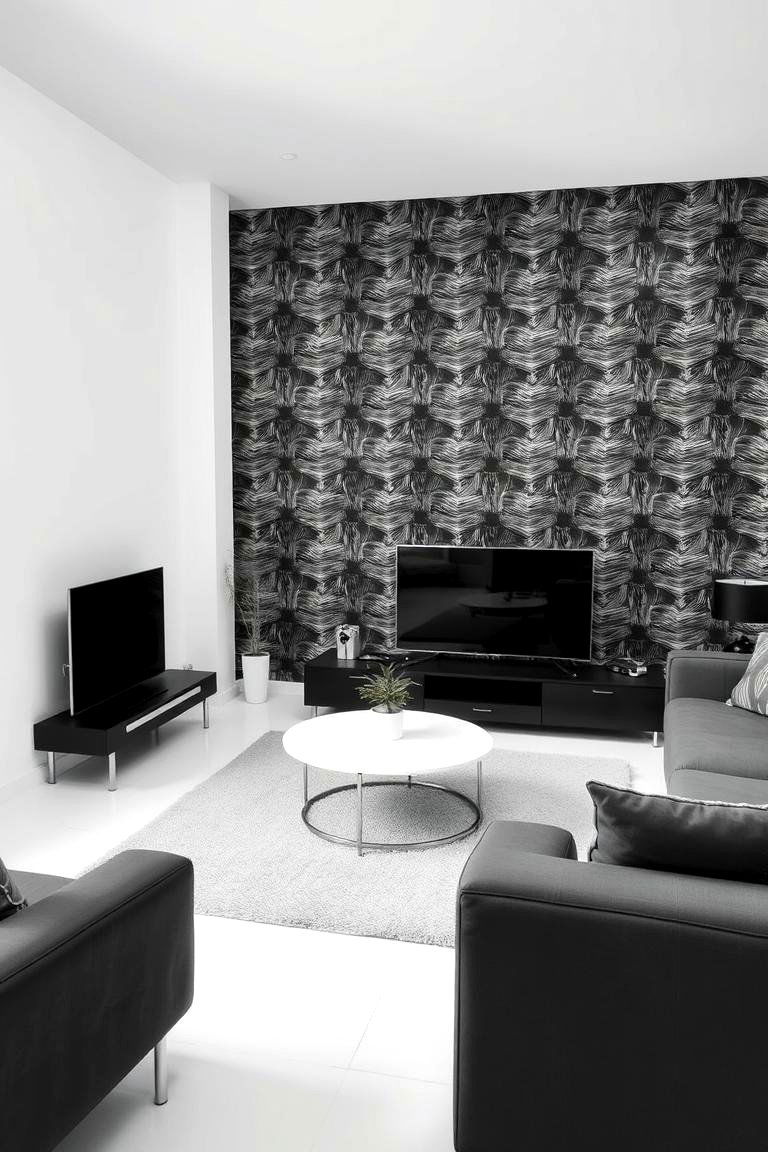 Minimalist Monochrome - 24 Living Room Wallpaper Ideas