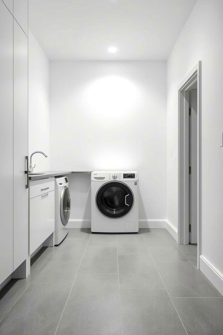 Minimalist Monochrome Design - 24 Laundry Room Floor Ideas