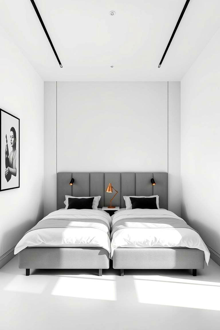 Minimalist Monochrome Magic - 24 Twin Bedroom Ideas