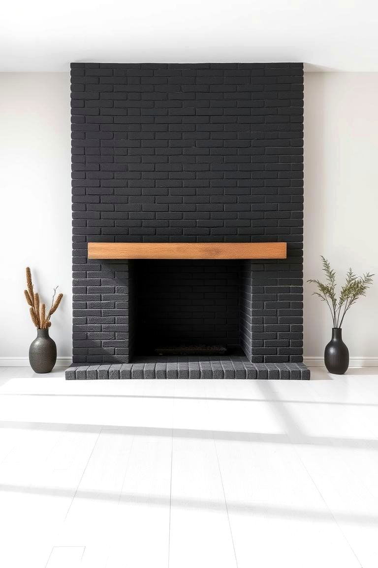 Minimalist Monochrome Mastery - 24 Black Brick Fireplace Ideas