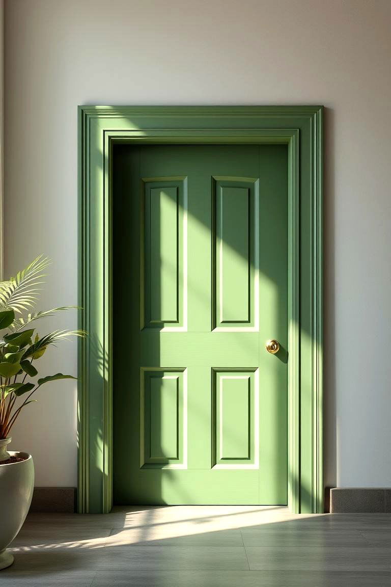 Minimalist Natural Green Door - 24 Green Front Door Ideas