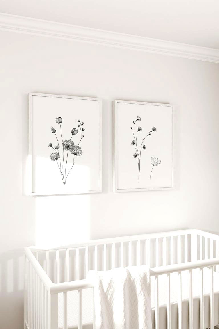 Minimalist Nature Art in Dual Shades - 24 Black and White Nursery Ideas