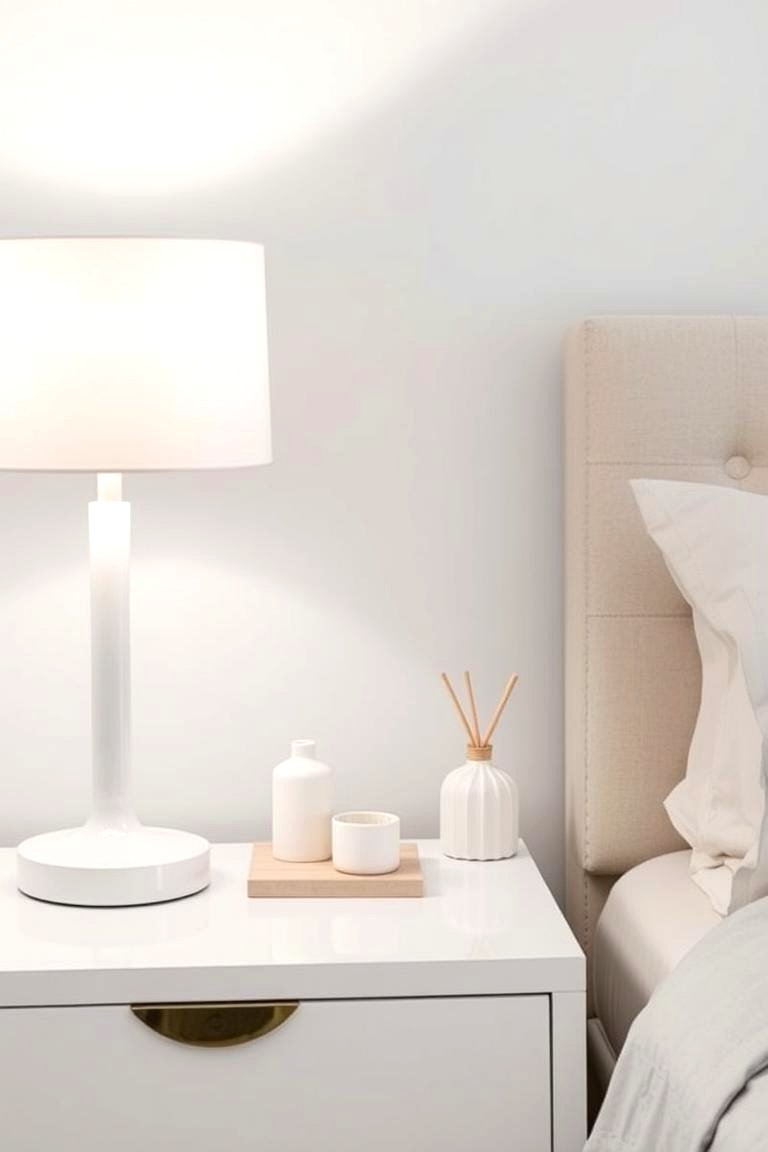 Minimalist Nightstand with a Simple Lamp - 24 Nightstand Decor Ideas